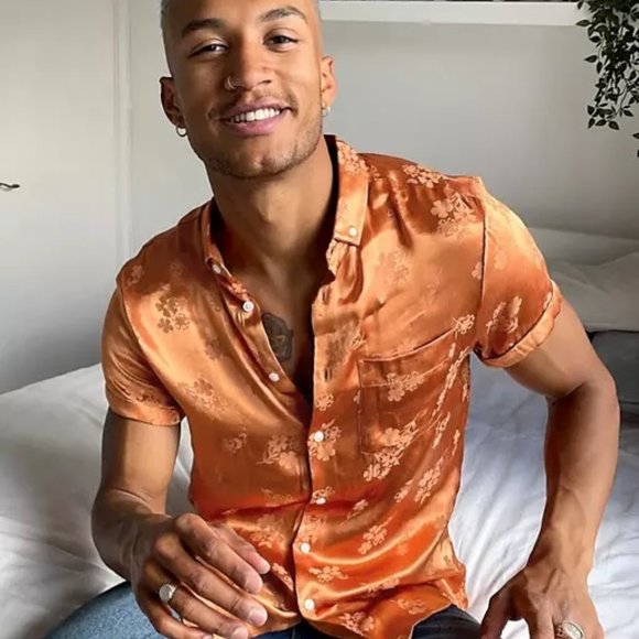 ASOS Other - ASOS regular fit shirt in orange floral jaquard
